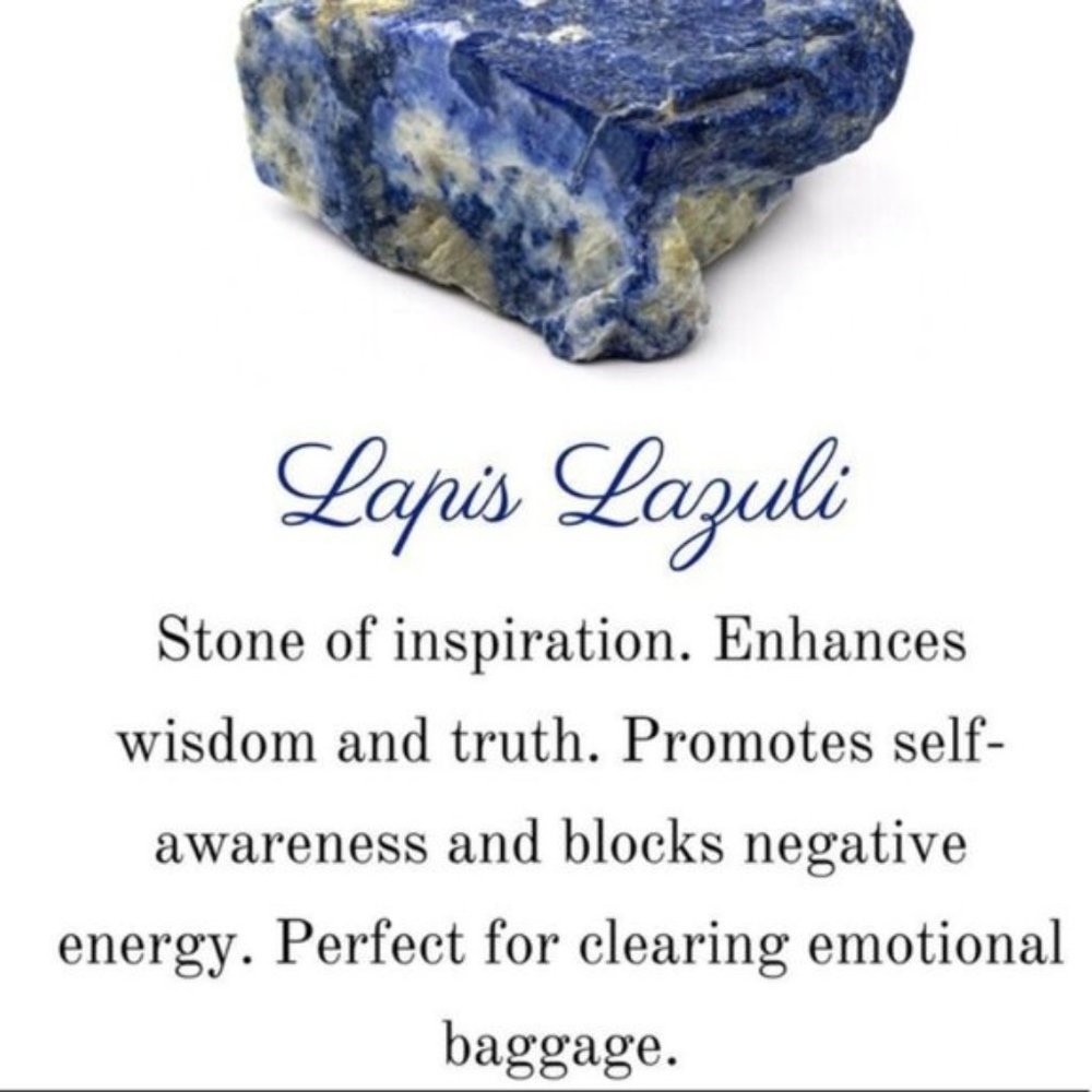 Raw Lapis Lazuli worry stone 925 sterling silver necklace pendant/wisdom crystal - Picture 5 of 8